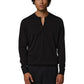 Noir Deep Black Long Sleeve Henley T-Shirt